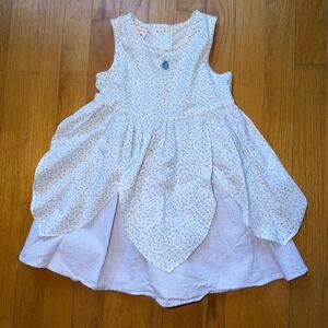Sweet Potatoes Vintage Girls 3T Floral Seersucker Petal Dress Blue White USA